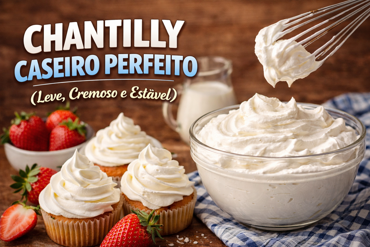 Chantilly Caseiro Perfeito (Leve, Cremoso e Estável)